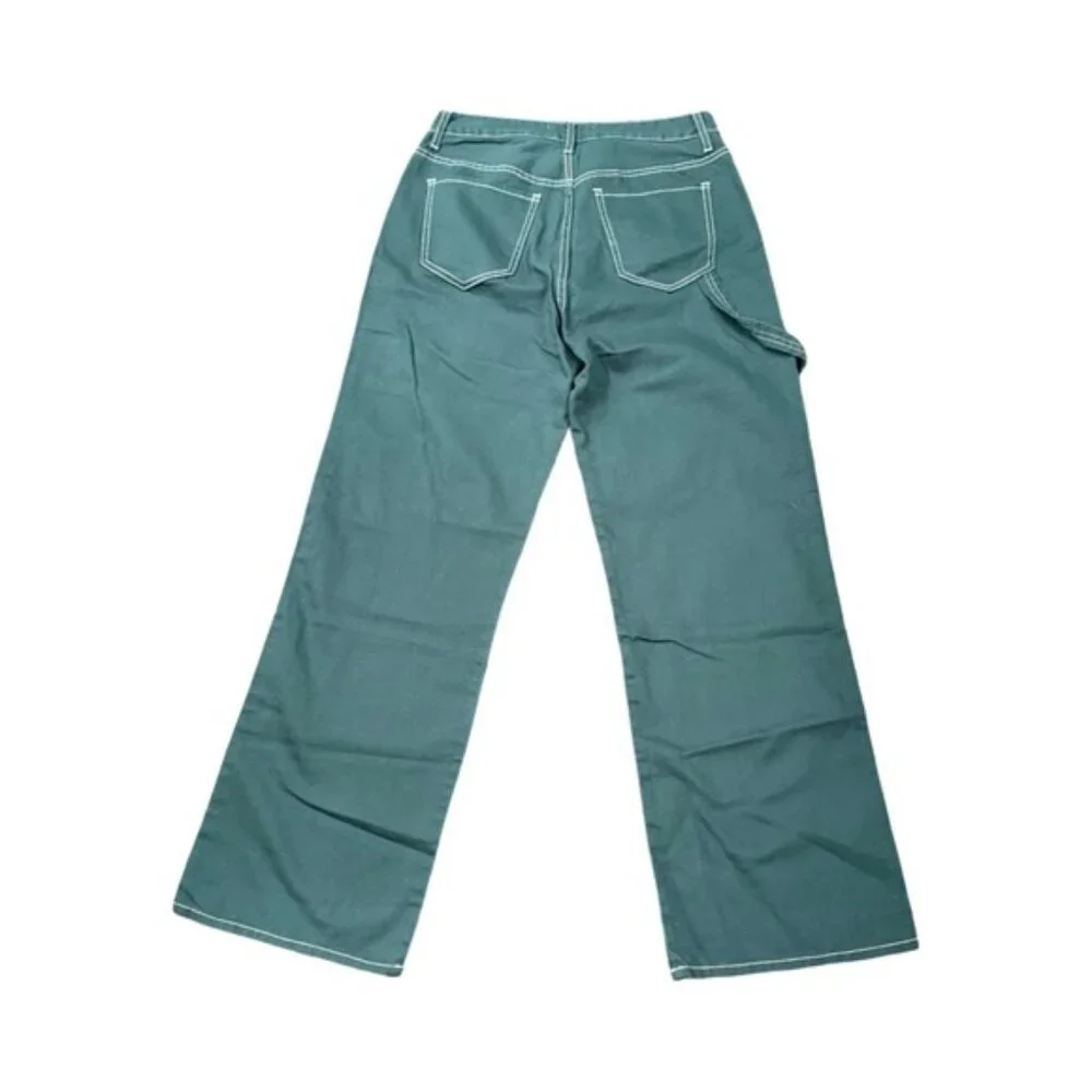 S.O.N.G. Teal Wide-Leg Jeans | Y2K Streetwear | Alt Utility Denim | Size 28 - Picture 4 of 8
